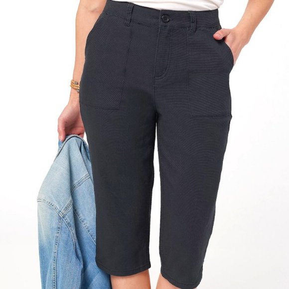 Denim & Co Stretch Cotton Canvas Pedal Pushers  12475 - Picture 1 of 2